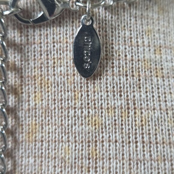 Chicos Necklace Gold & Silver Tone Disc Ring Beaded Statement 18" Boho - Picture 5 of 7